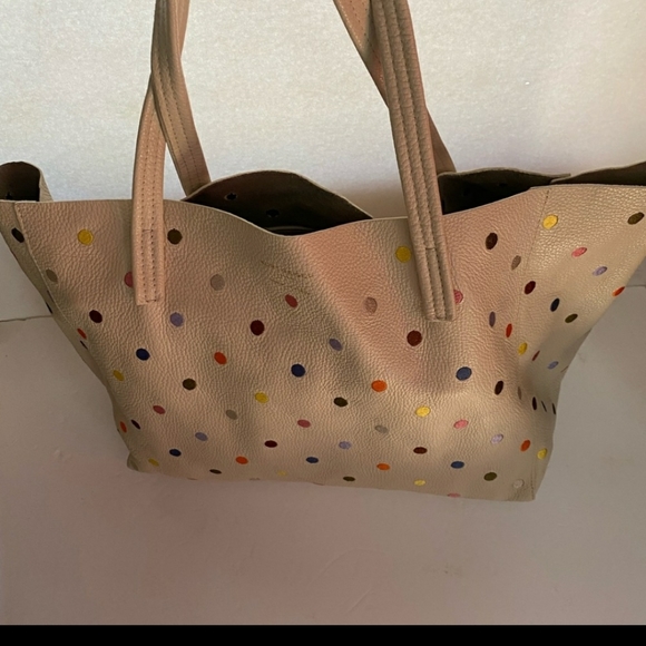 SOLD - Kurt Geiger Oversized XL Italian Leather Polka Dot Tote - "Viloet Tote" - Picture 6 of 8